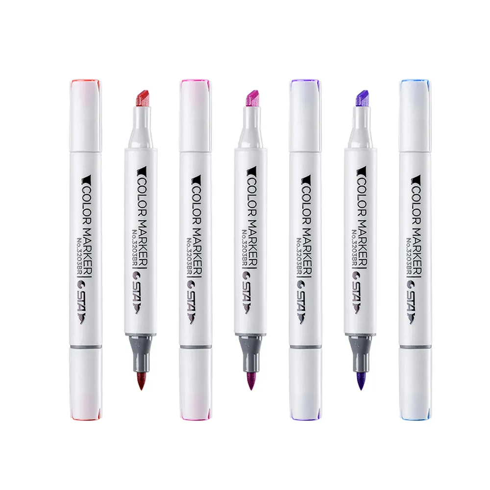 STA 3203BR спиртовая двухсторонняя художественная цветная маркерная ручка для скетчей для студентов