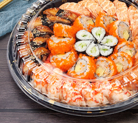 Boîte à sushi jetable ronde en PET de haute qualité HYX-65 Bingo, personnalisable, avec couvercle transparent, emballage alimentaire, feuille d'or