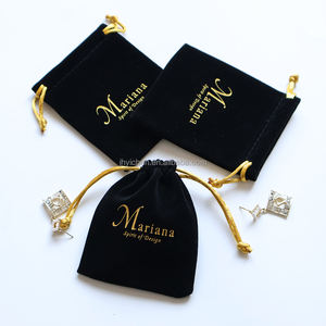 ถุงของขวัญเครื่องประดับกำมะหยี่สีดำพิมพ์หน้าจอ8x10ซม. โลโก้ที่กำหนดเองกระเป๋ากำมะหยี่ขนาดเล็กรีไซเคิลสำหรับสร้อยคออัญมณี - Product Image 5