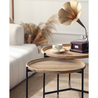 Neue Wohnzimmer möbel Vintage antike rustikale Kunst Holz Home Side Couch tisch mit Metall beinen