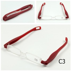 Lunettes de lecture de presbytie en plastique minces portables en rouge et marron avec étui pliant les lunettes des personnes âgées - Product Image 4