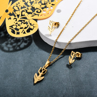 Conjunto de joyería de acero inoxidable con diseño de flor de tulipán, conjunto de collar, joyas de oro paquistaní