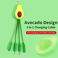 Avocat mignon 4 en 1 cordon de chargeur rapide fil de charge porte-clés téléphone Type C 4 en 1 câble de charge pour iphone
