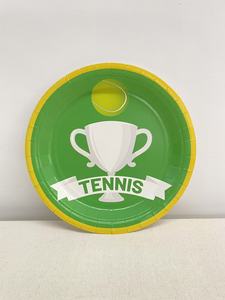 Assiettes en papier jetables DAMAI, assiettes en papier sur le thème du sport, assiettes en papier sur le thème du tennis - Product Image 2