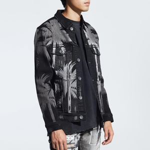 Giacca stampata a Laser taglie forti con stampe digitali alla moda giacca da uomo in cotone nero <span class=keywords><strong>Varsity</strong></span>/letterman in Denim - Product Image 5