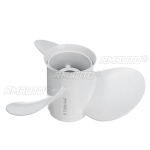 Hélice de bateau hors-bord en aluminium 664-45952-00-EL 9 7/8 X 14 pour Yamaha 20-30HP, blanche, 10 cannelures, 3 pales, rotation à droite - Product Image 4