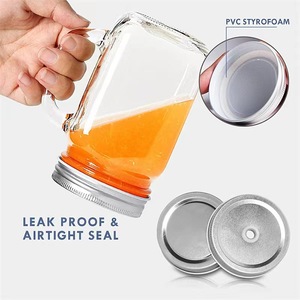 Nhà Máy Cốc Uống Nước Miệng Lớn Tròn Trong Suốt 480Ml 16 OZ Lọ Thủy Tinh <span class=keywords><strong>Mason</strong></span> Có Tay Cầm Và Nắp Tre - Product Image 4