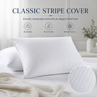 Oreiller rayé en gros pour hôtel, 300TC, alternative au duvet, certifié OEKO-TEX ISO, hypoallergénique, en fibres moelleuses pour les clients