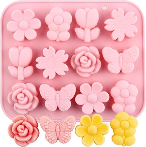 Molde de Silicona Personalizado para Caramelos con Forma de Flor, OEM, 4 Formas: Rosa, Tulipán, Mariposa, Lazo, Molde para Chocolate, Venta al por Mayor, Libre de BPA, Fábrica LFGB - Product Image 1
