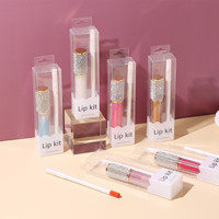 Kit de Maquillage à Marque Blanche : Gloss à Lèvres Brillant Scintillant avec Strass, Personnalisable en Gros, Imperméable, et Ensemble Crayon à Lèvres