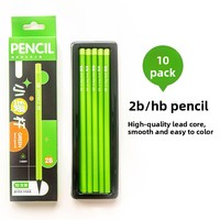 Lot de 10 crayons à mine CX HB/2B en bois vert, avec mine noire laminée, imprimés, de haute qualité, pour examens et écoles
