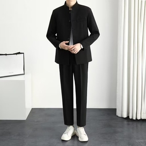 Abito Casual con colletto rialzato Zhongshan <span class=keywords><strong>Blazer</strong></span> <span class=keywords><strong>doppiopetto</strong></span> da <span class=keywords><strong>uomo</strong></span> con chiusura a bottone per pantaloni antimosca abbigliamento per adulti taglie forti - Product Image 3