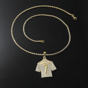 Gioielli HanHan Hip Hop personalizzato tendenza diamante tempestato n. 7 ciondolo in Jersey Ronaldo 3D collana da uomo - Product Image 3