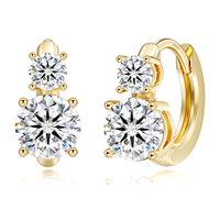 Anting Hoop Moissanite Perak Sterling 925 Empat Prong Set Wanita D VVS1 Berlian Imitasi Buatan Laboratorium Potongan Bulat Perhiasan Hadiah