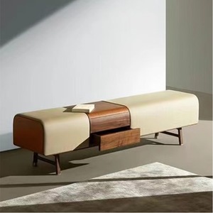 Cross-border Italian light luxury solid wood fabric bed end <b>stool</b> shopping mall shoe changing <b>stool</b> - Product Image 1