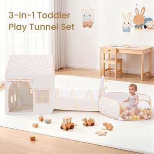 Tente de jeu pour enfants 3 en 1 arc-en-ciel, tunnel, tente intérieure pour tout-petits, piscine à balles pop-up, maison de jeu pour enfants avec jeu de lancer de balles pour garçons et filles - Product Image 6