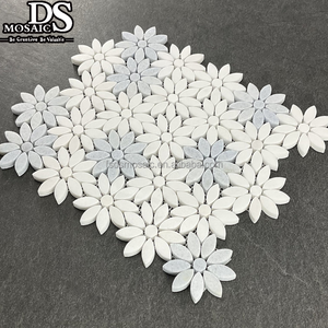 Azulejo de mármol blanco de Thassos moderno <span class=keywords><strong>mosaico</strong></span> de piedra Natural Margarita flor acento pared para baño Hotel cocina Backsplash piso - Product Image 3