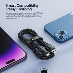 Câble métallique Toocki 2.4A Charge rapide 480 Mbps Transfert <span class=keywords><strong>de</strong></span> données haute vitesse <span class=keywords><strong>Fil</strong></span> flexible durable pour la protection des appareils iPhone - Product Image 6