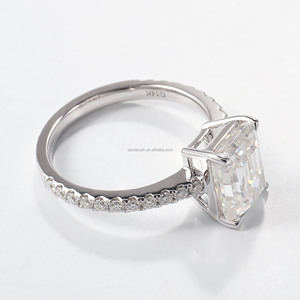 Anillo de boda de compromiso para mujer, <span class=keywords><strong>oro</strong></span> <span class=keywords><strong>blanco</strong></span> de 10k, <span class=keywords><strong>14k</strong></span>, 18k, 1ct, 2 quilates, Esmeralda cortada, Diamante de moissanita, <span class=keywords><strong>precio</strong></span> al por mayor - Product Image 2