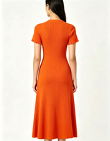 Robe longue décontractée et élégante pour femme, col rond, en dentelle tissée, écologique, respirante, antistatique, à manches courtes, coupe trapèze, pour l'automne