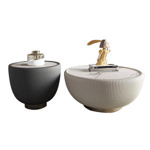 OKF table combinée ronde avec cloche contemporaine créative au design italien table basse en cuir microfibre - Product Image 6