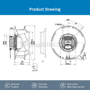 ebmpapst R3G280-AC66-30 400V/48V 2060RPM 1320W 2.1A 4090m3/h Ventilateur centrifuge à roulement à billes FFU (Filter Fan Unit) OEM/ODM pour refroidissement - Product Image 4