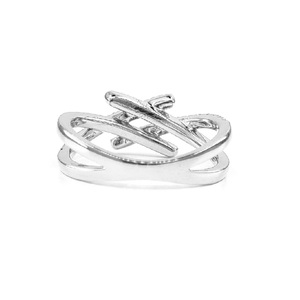 Hong Kong Offre Spéciale bonne qualité bijoux fins 18k or blanc massif véritable diamant naturel rangée torsadé bagues de mariage pour les femmes - Product Image 2