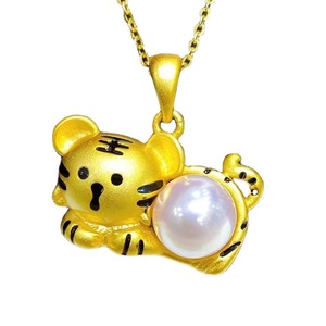 Colgante de Plata S925 con Cuentas Redondas de 8-9 mm, Accesorios de Perlas para DIY, Colgante de Collar con Tigre Pequeño, Base Vacía 30865 - Product Image 5