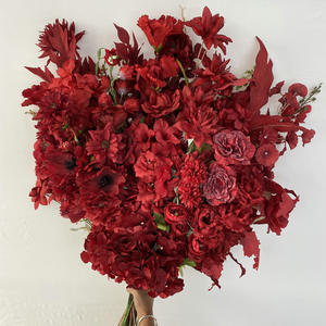 Flores Artificiales Simuladas Serie Roja, Peonías y Rosas, Decoración para Hoteles y Caminos, Flores de Plástico, Tema Rojo para Bodas - Product Image 1