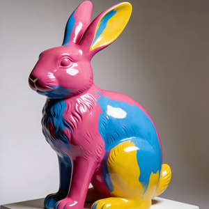 Vendita Diretta dalla Fabbrica di Popolari Sculture di Coniglio in Fibra di Vetro in Stile Artistico per Decorazioni. - Product Image 2