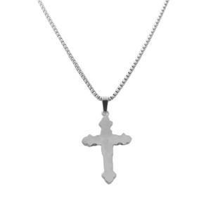 Men's Stainless Steel <b>Cross</b> Pendant Necklace Geometric Design Bezel Setting Gift Jewelry 120146 - Product Image 2