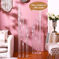 2 pièces, chandelier en acrylique à 8 bras, centre de table, porte-bougie, support de bougie en acrylique transparent pour cérémonie de mariage
