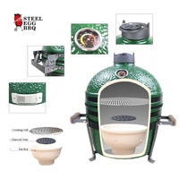 SEB KAMADO/ACIER Offres Spéciales de BBQ extérieur en forme de jardin vert 16 pouces charbon de bois céramique BBQ Kamado Grill
