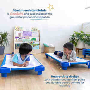 Cama de Malla de Plástico Azul <span class=keywords><strong>para</strong></span> Preescolar, Cama de Descanso <span class=keywords><strong>para</strong></span> Niños al por Mayor, Apilable, <span class=keywords><strong>Montessori</strong></span>, Guardería, Cama <span class=keywords><strong>para</strong></span> Niños Pequeños - Product Image 4