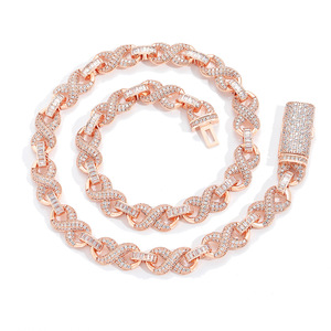 Collana <span class=keywords><strong>Infinito</strong></span> BES Fashion Personalizzata in Stile Hip Hop con Zirconi Cubici, Catena a Maglie Infinite Placcata Oro Rosa per Uomo e Donna - Product Image 2