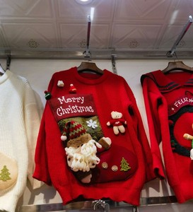 Hot Selling Theme Christmas Cartoon Short Outerwear Pullover Winter New Knitted <strong>Woolen</strong> <strong>Top</strong> Women's Three-dimensional Pattern - Product Image 3