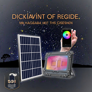 Projecteur solaire LED 800W RGB à changement de couleur, contrôle par application, extérieur, IP65, corps en plastique, Bluetooth, dimmable - Product Image 3