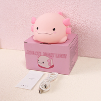 Lámpara Nocturna de Silicona Kawaii Axolotl, Control Táctil, Recargable por USB, LED, Lámpara Flexible con Temporizador, Cambio de Color, Regalo para Niños, para la Mesita de Noche