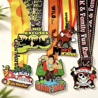 Médailles de sport en métal 3D personnalisées en gros, médailles de finisseur de marathon et de course amusante avec cordon de sublimation