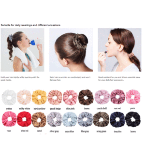 Màu Rắn Tóc Scrunchies Vải Đàn Hồi Tóc Ban Nhạc Phụ Nữ Tóc Quan Hệ Tóc Đuôi Ngựa Chủ Sở Hữu Ban Nhạc Cao Su Cô Gái Satin Scrunchies - Product Image 5