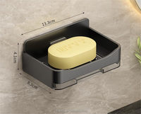 Porte-savon mural pour douche, boîte à savon sans perçage avec plateau d'égouttement et 2 crochets
