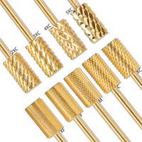 Haut de gamme 5XC 3XC 6.6mm grand baril plat haut manucure polissage ongles forets or enduit double Rotation carbure fraise