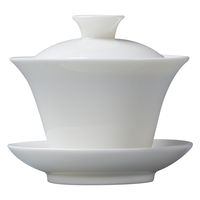 MINGSHUO Nouvelle Tasse à Thé en Porcelaine Blanche Douce avec Couvercle, Gaiwan Anti-brûlure Unique, Bol à Thé Kung Fu en Céramique Effet Coquille d'Œuf, Écologique