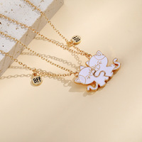 Collier Pendentif Papillon Chat Personnalisé BFF Meilleurs Amis, Chaîne Tendance pour Couples et Amoureux
