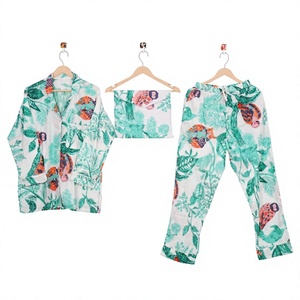 Conjunto de Bata y Camisón de Algodón 100% para Mujer, con Estampado Floral, Elegante y Lujoso, con Cárdigan de Manga Larga, Transpirable y Suave - Product Image 1
