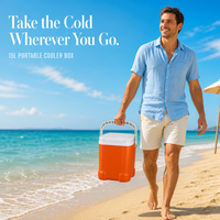 Glacière portable carrée en PE de 15 L, orange vif, de haute qualité, pour camping et pêche – Vente en gros