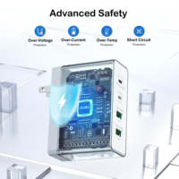 HNT GaN 140W Pengisi Daya USB C Blok Pengisi Daya Dinding USB 4-Port Sangat Cepat Adaptor Laptop Colokan Lipat untuk MacBook Dell iPad Pro iPhone