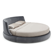 Lit plateforme rond en bois pour chambre à coucher, design moderne et confortable, taille king ou queen