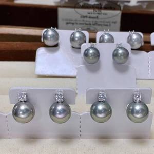 Accessoires en perles DIY, boucles d'oreilles en argent S925 avec perles rondes de 8 à 11 mm, 22512DIY, support d'oreille creux pour perles argentées - Product Image 3