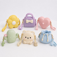 Porte-monnaie en silicone personnalisé avec logo, motif kawaii 3D (ours, fleur, cactus, cœur), mini sac à main, porte-clés, rangement pour écouteurs, vente en gros